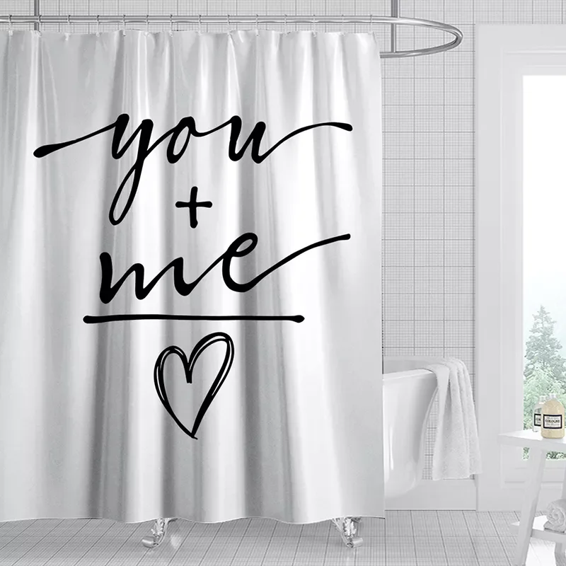 

2023 Cartoon Curtain Simple Figure Printed Shower Curtains Bath Products Bathroom Decor with Hooks Mildew Proof Polyester Bath S