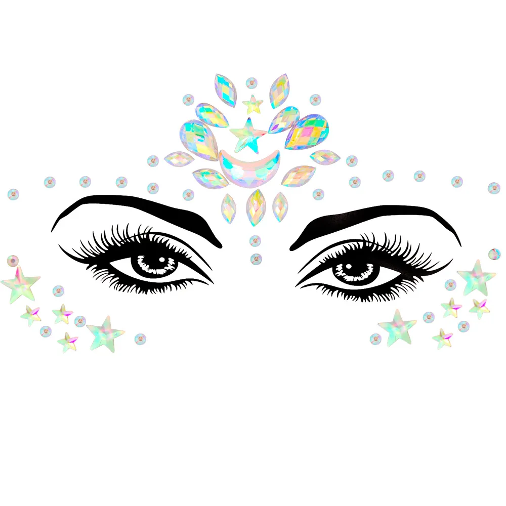3D Sexy face tattoo stickers Temporary tattoos glitter fake tattoo rhinestones for woman Party face Jewels tatoo images - 6