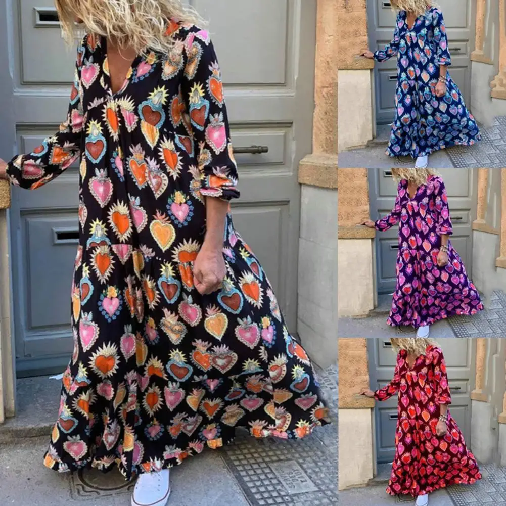 

Женское Цветочное платье с V-образным вырезом