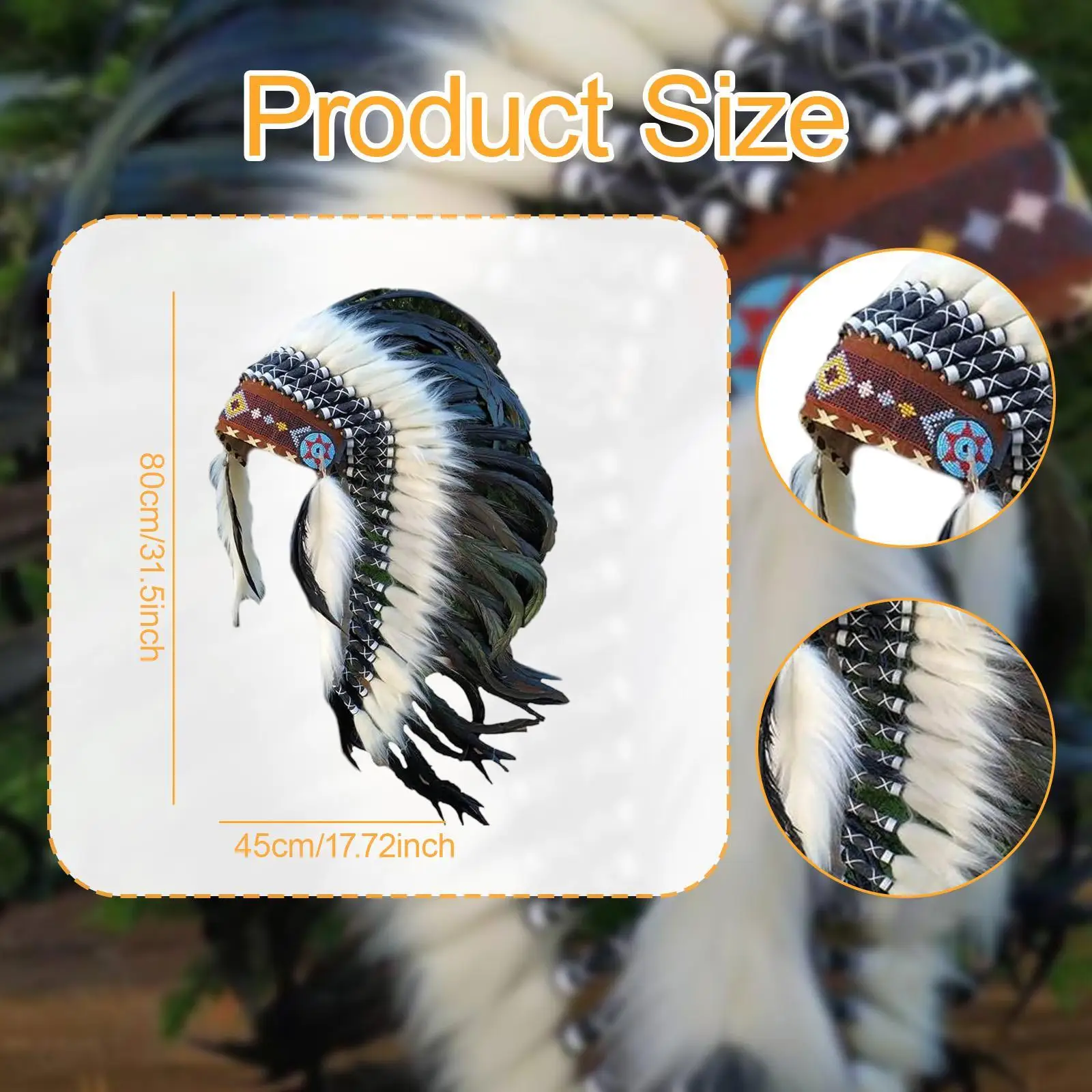 Feather Headdress Decoration Adults Carnival Native American Chief Headdress