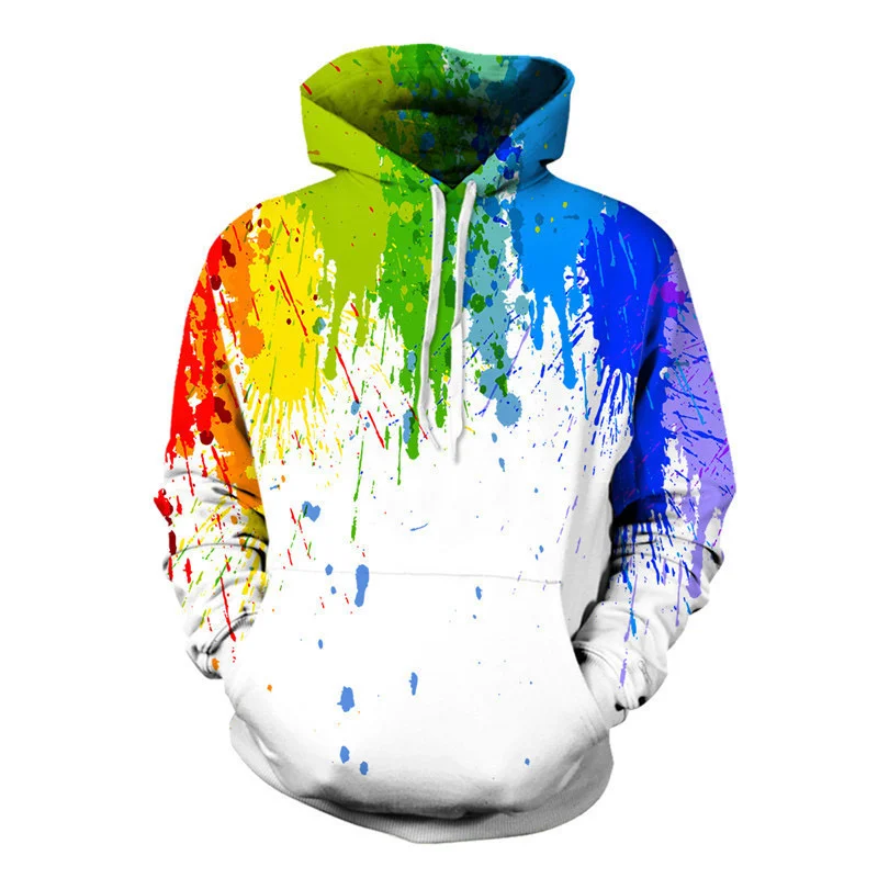 

Hot selling color splash ink 3D digital printing long-sleeved hooded sweatshirt plus size couple top hoodie