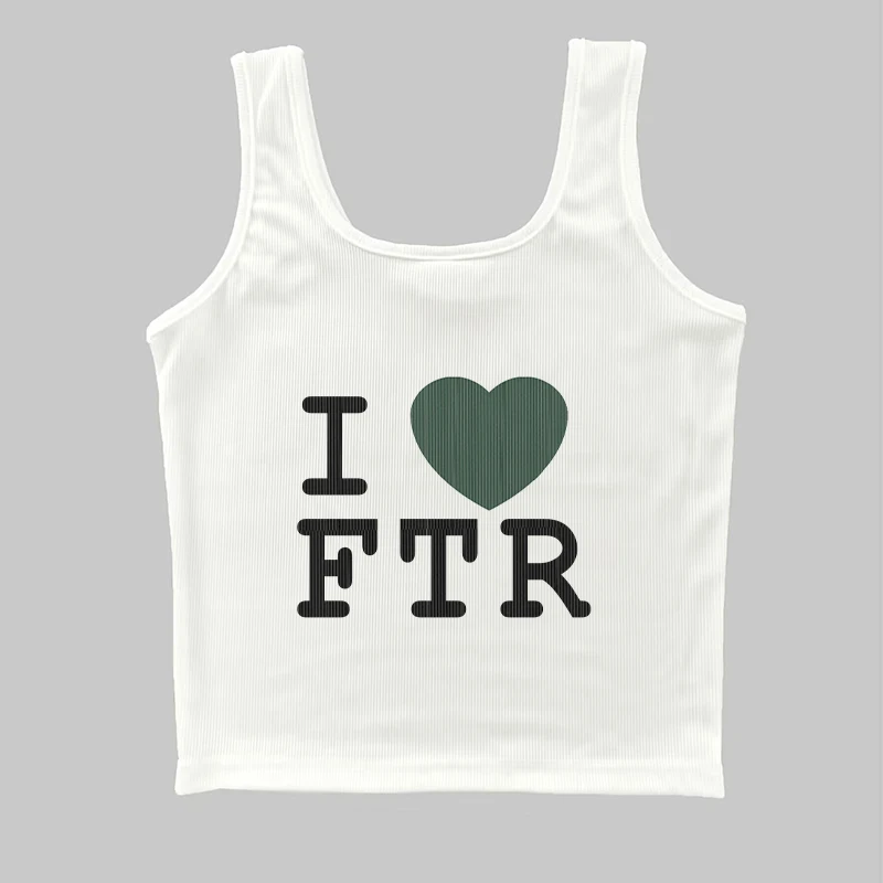 Y2k Goth Harajuku Сексуальный тонкий укороченный топ 90-х I LOVE F T R Футболка с буквенным