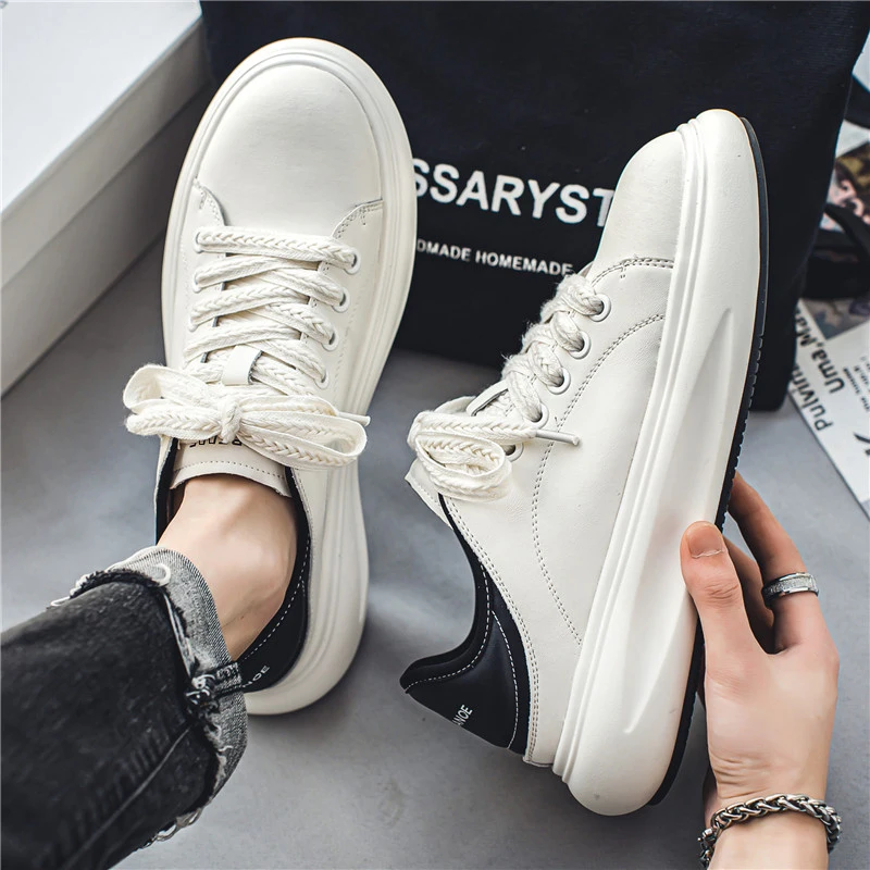 

New four seasons models Hong Kong style students casual white shoes leather comfortable board shoes fashion tide shoes