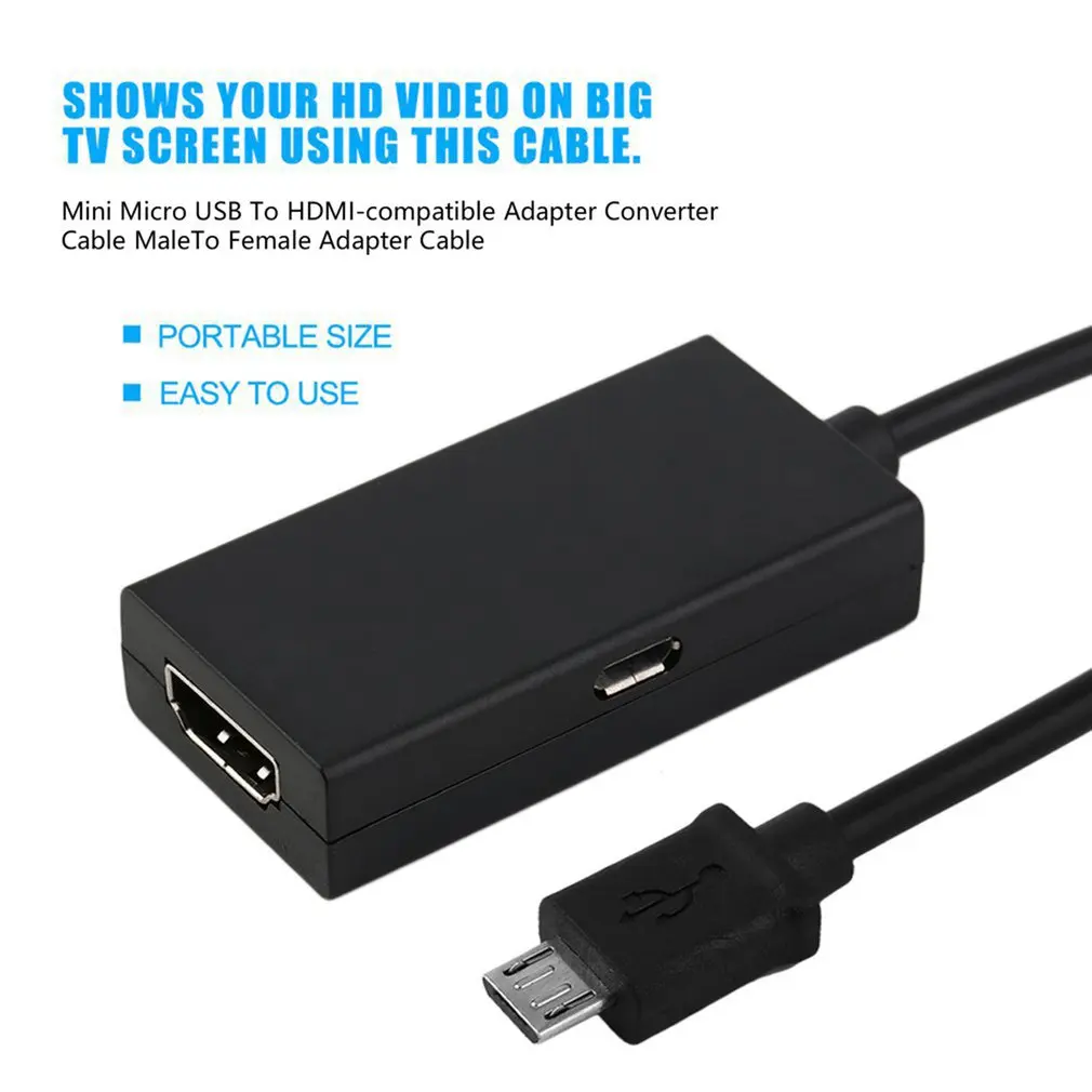 Micro USB 2.0 MHL To HDMI-compatible Cable HD 1080P For Android For Samsung/HTC/LG Android Converter Mini Mirco USB Adapter