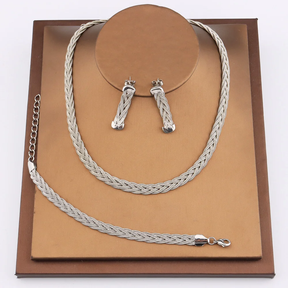 

Jewelry Sets for Women Vintage Fashion Trend Jewelry Trendy Brass Earrings Necklace Bracelet Wedding Anniversary Party Gifts