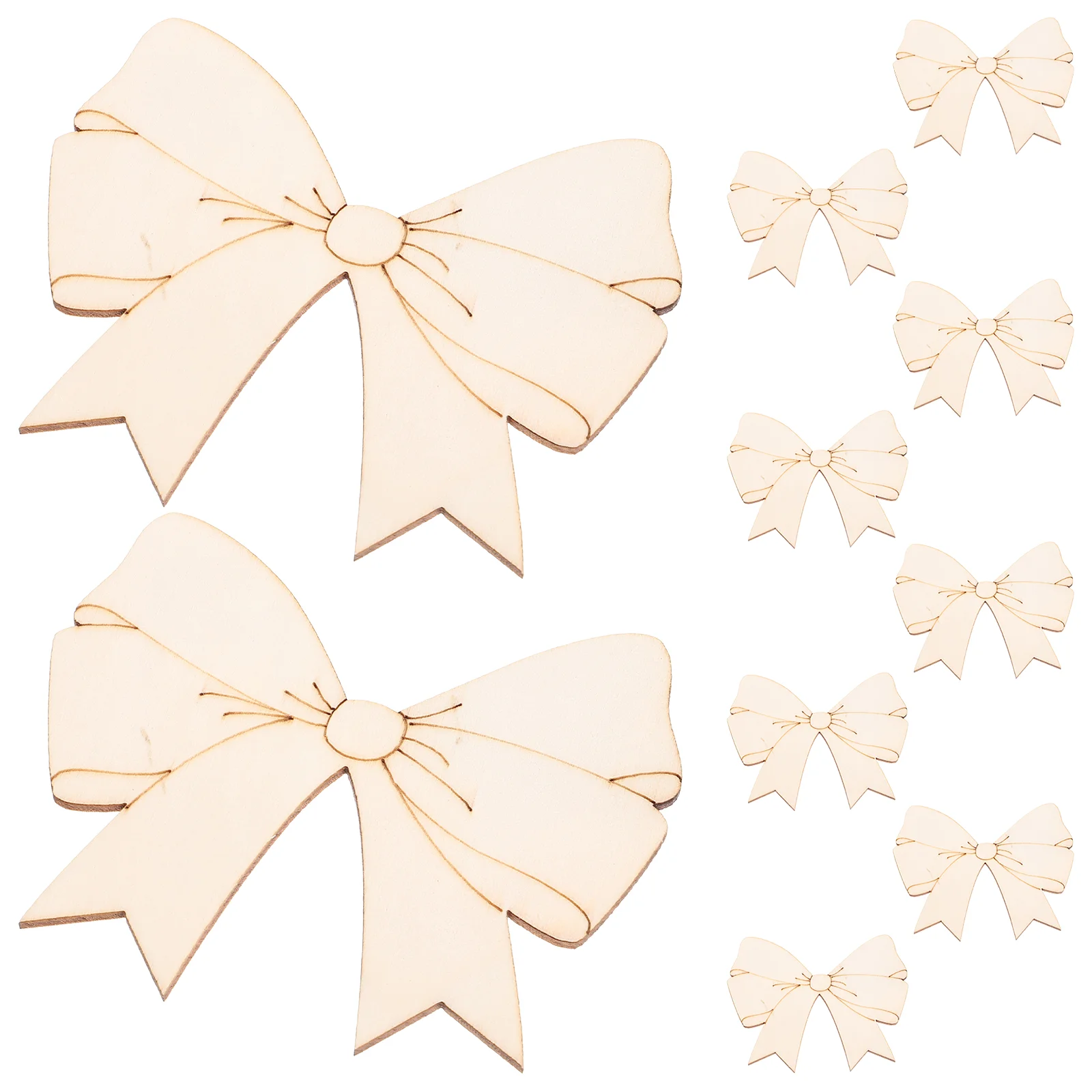 

10 Pcs Handmade Supplies Wooden Bow Blank Chips DIY Party Pendants Crafting Shape Child Cutouts Unfinished Crafts