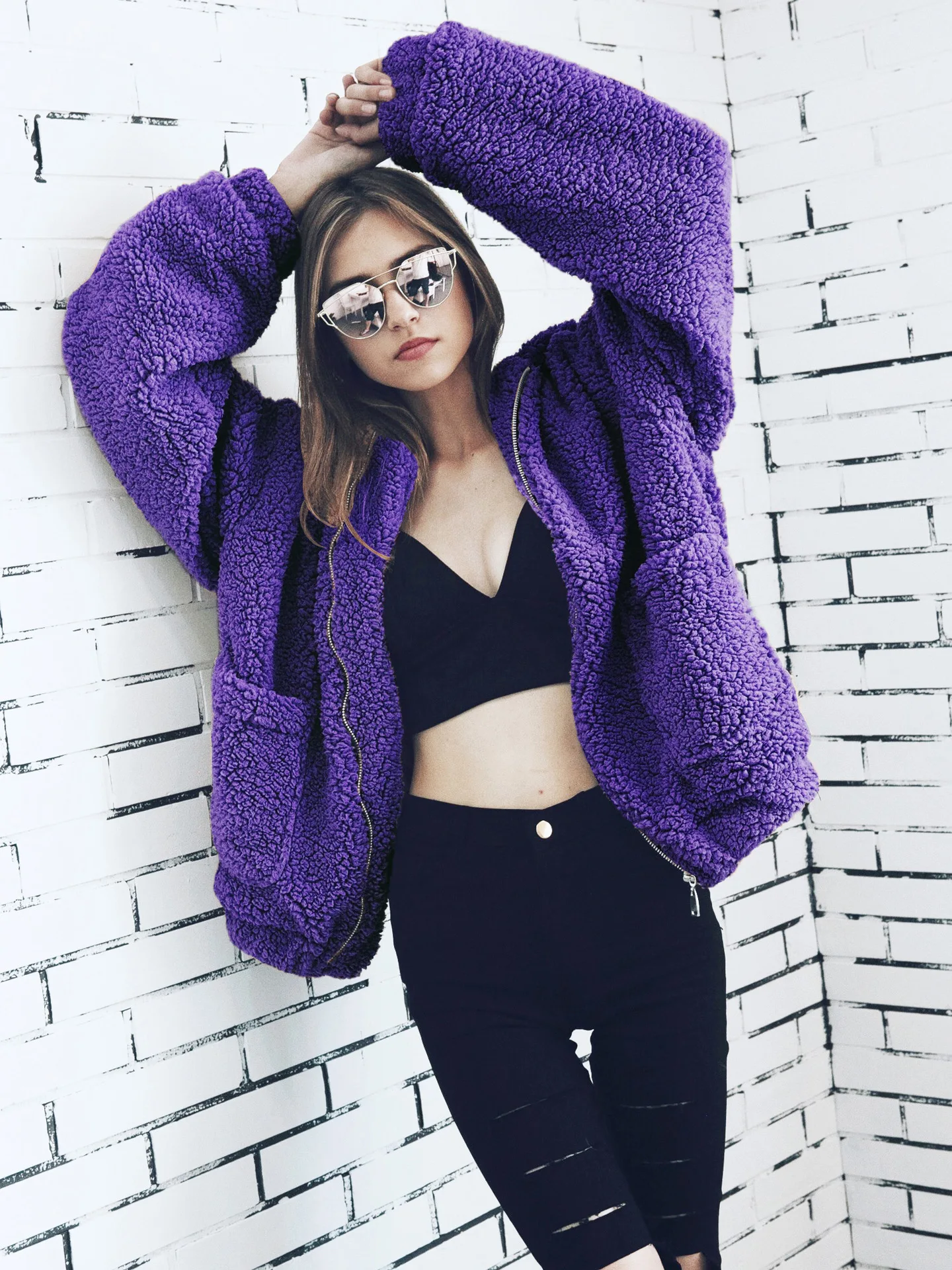 Теплая зимняя куртка SUSOLA из искусственного меха Женская трендовая на молнии с