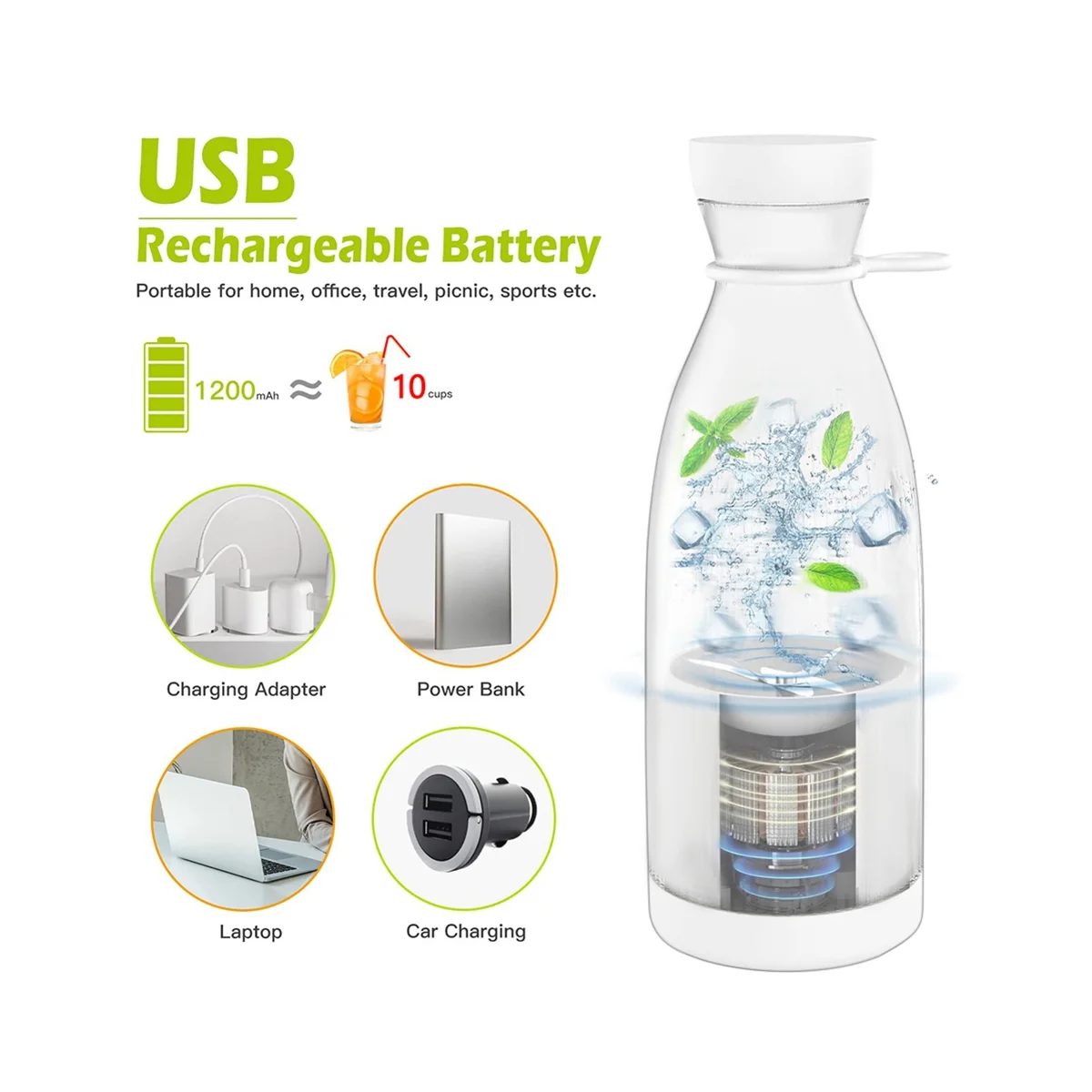 Портативный блендер на 300 мл электрические соковыжималки миксеры для фруктов USB