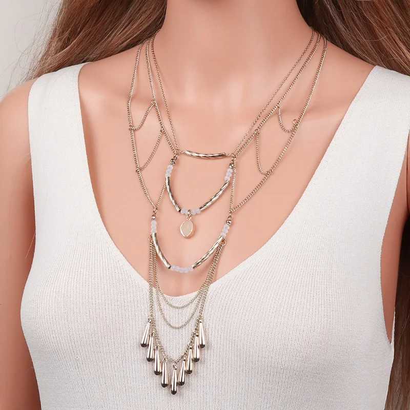 

Длинное винтажное женское ожерелье Exknl в стиле бохо, многослойное богемное этническое ожерелье с кисточками, модель 2022 года