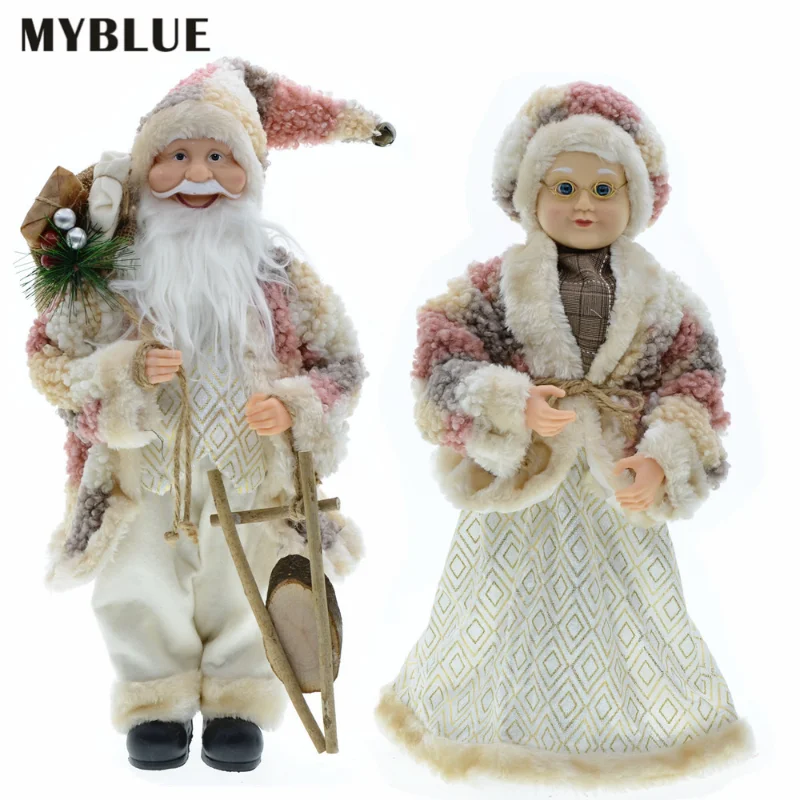 

New Year Christmas Santa Claus Doll Figurine For Home Decor accessories Tree Ornaments Big Standing Figure decorative figurines