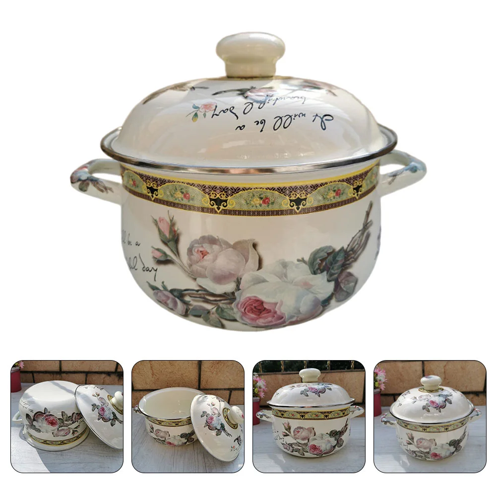 

Double-ear Stockpot Durable Cooking Pot Thickened Soup Pot Flat Bottom Stockpot