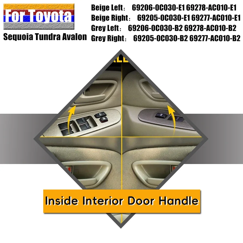 Бежевый/серебристый Комплект Внутренних Дверных Ручек Для Toyota Sequoia 2001-2007 Tundra