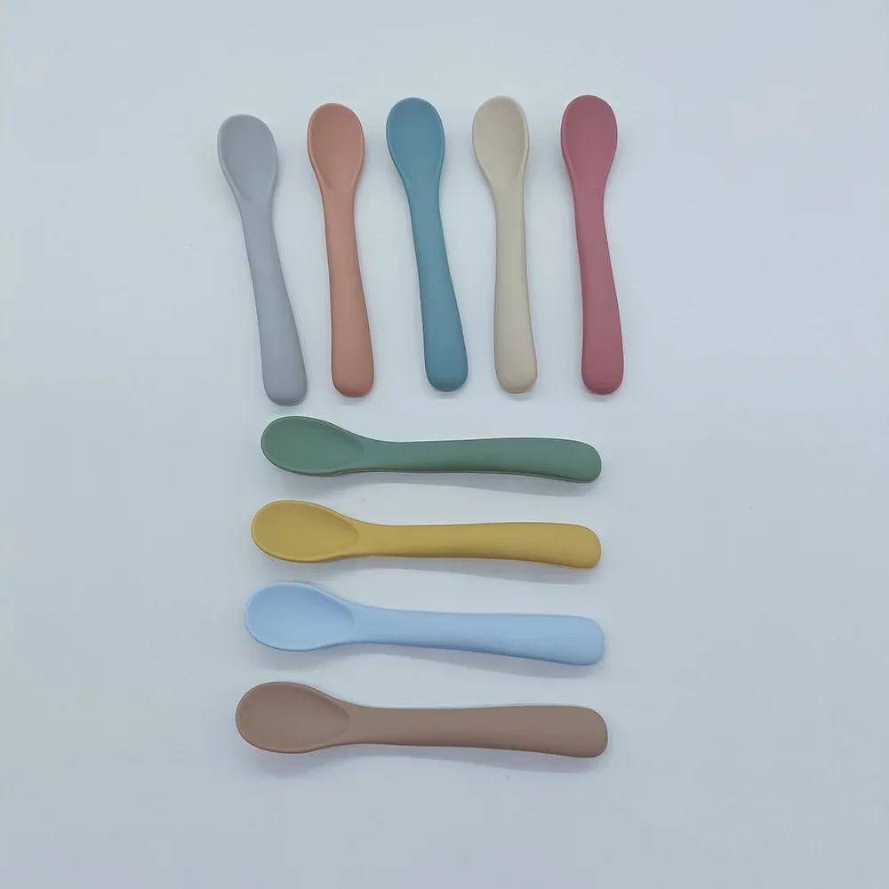 

Food Silicone Spoon Soft Rubber Spoon Baby Learning Spoon Feeding Spoon Silicone Knife and Fork Preschool Training Spoon