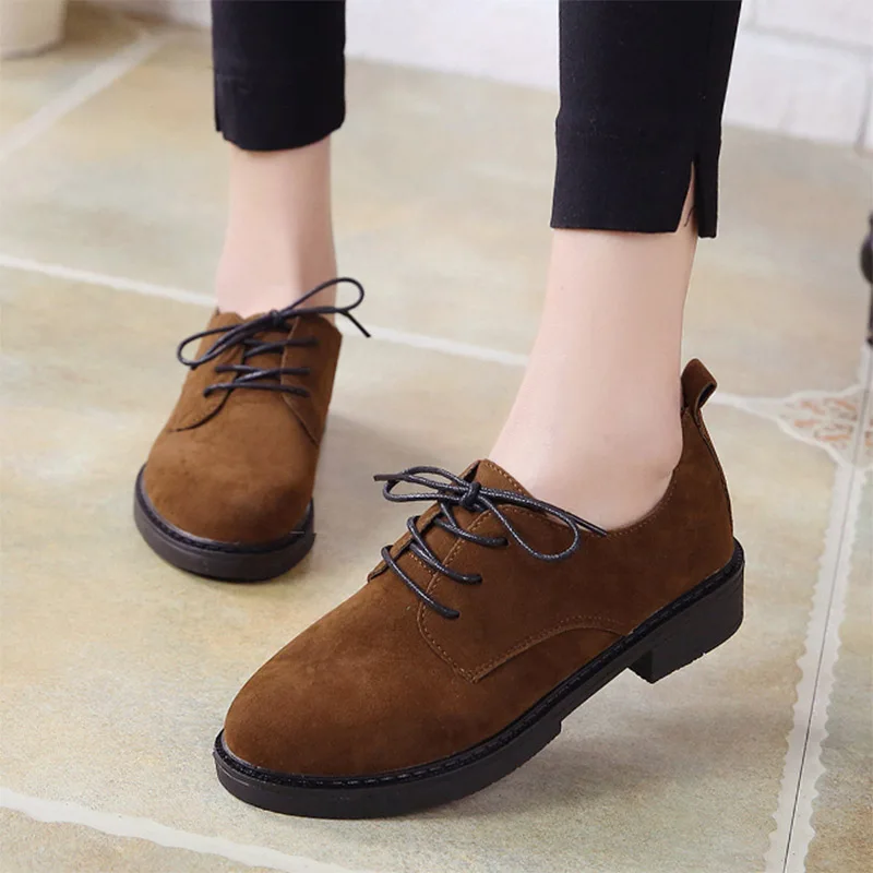 

Women Brogue Shoes Lace Up Casual Shoes Faux Suede Oxford Shoes Woman Flats Black Platform Shoes Creepers Zapatos Mujer New 2022