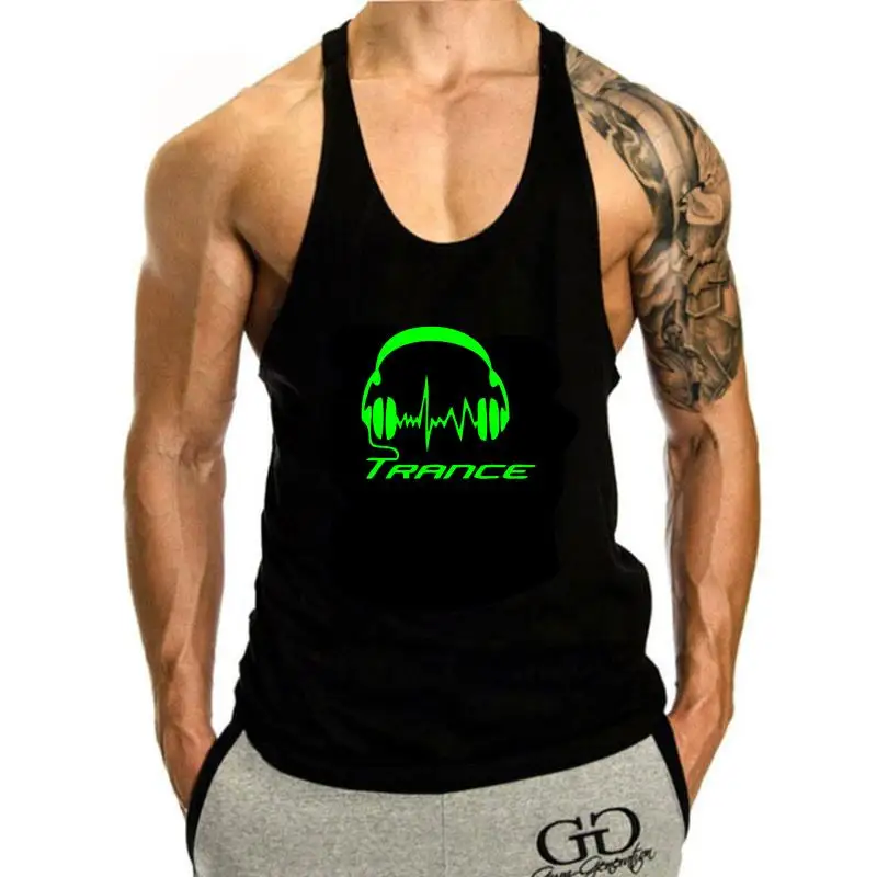 

Trance Music Headphones Men tank top men Cartoon Print sleeveless tank top men Free Shipping