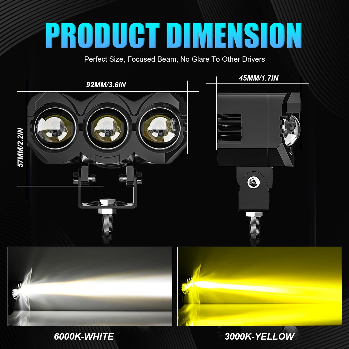 Супер Яркий Мотоциклетный Проектор Рабочая Световая Панель С 3 Линзами Для