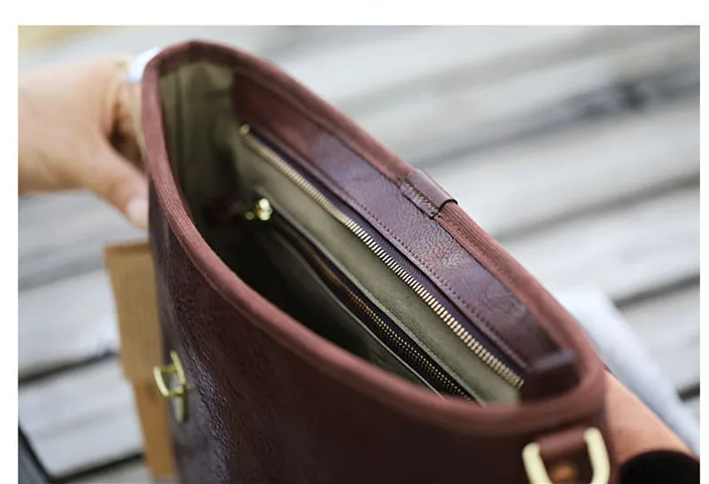 Vintage Fashion Luxury Designer Natural genuine Leather Men briefcase Outdoor real cowhide Lawyer Office notebook computer bag