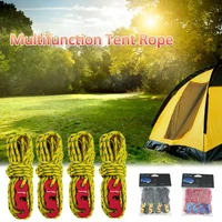 4pcs outdoor camping tent rope 400cm fastener triangle non slip hiking rope buckles stopper tools adjust rope camp accessories