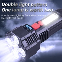 5 led super bright flashlight rechargeable outdoor multi function waterproof led long range spotlight battery display cob light