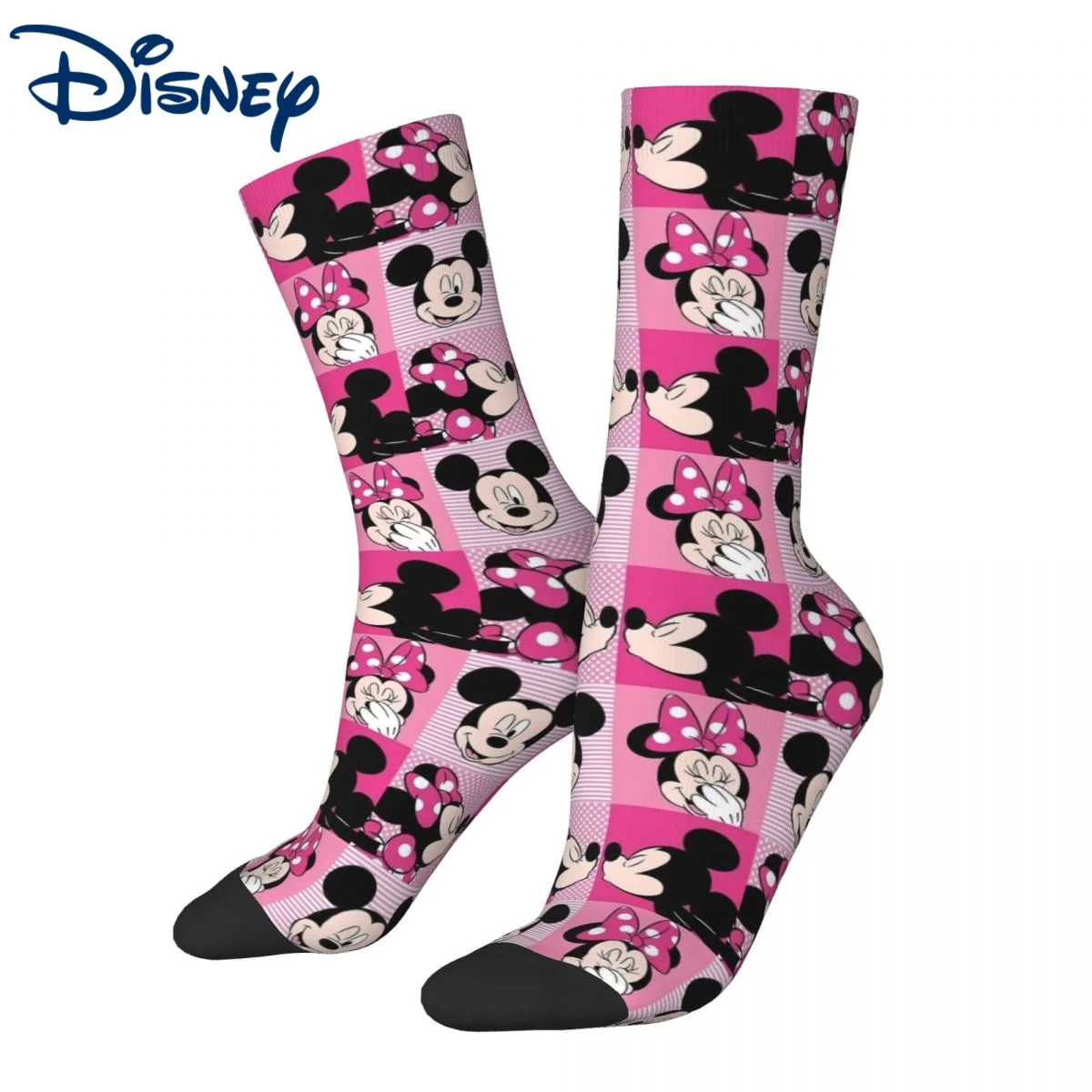 

Casual Mickey Minnie Mouse Basketball Socks Disney Polyester Middle Tube Socks for Women Men Sweat Absorbing