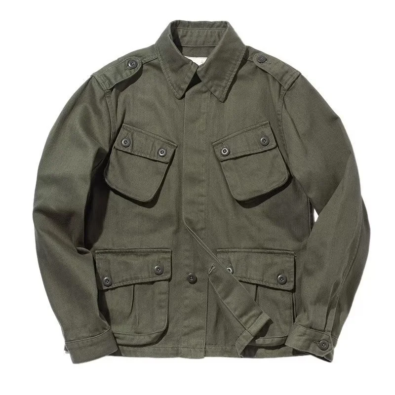 

Куртка-карго Мужская в стиле милитари, однотонная Боевая куртка в стиле ретро, повседневная Бомбер с несколькими карманами, тактическая верхняя одежда, M42, весна-осень