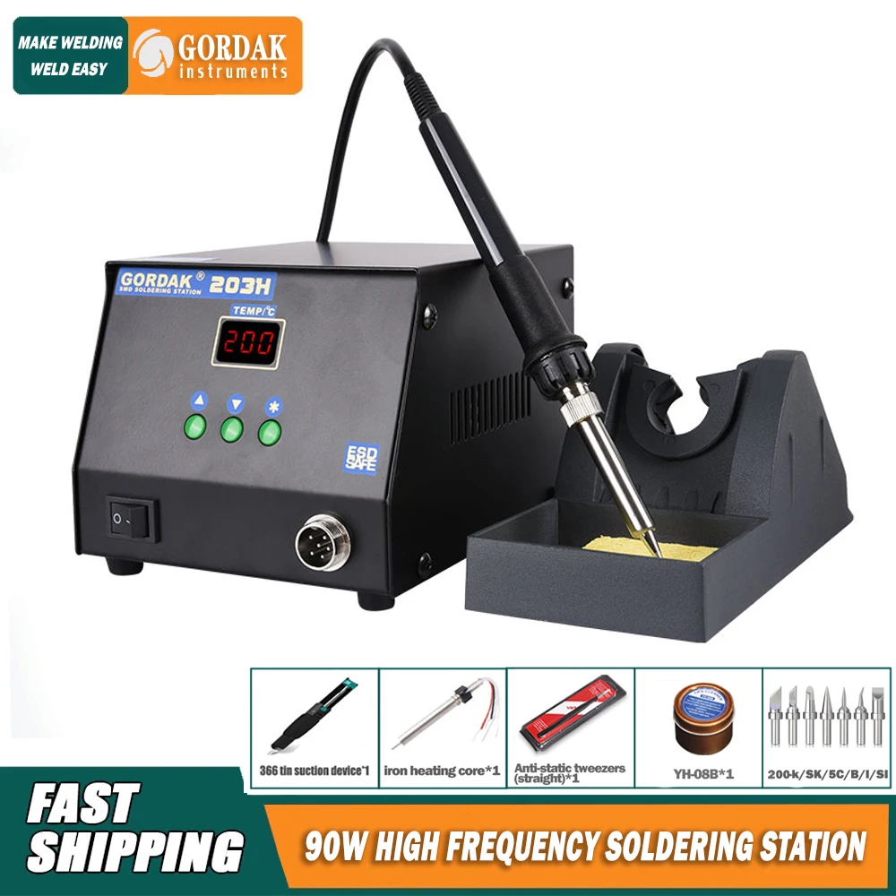 

High Frequency Soldering Station Quick 90W Digital Rework Station 220V BGA ESD Lead Free Welding Tool Kit 203 203H