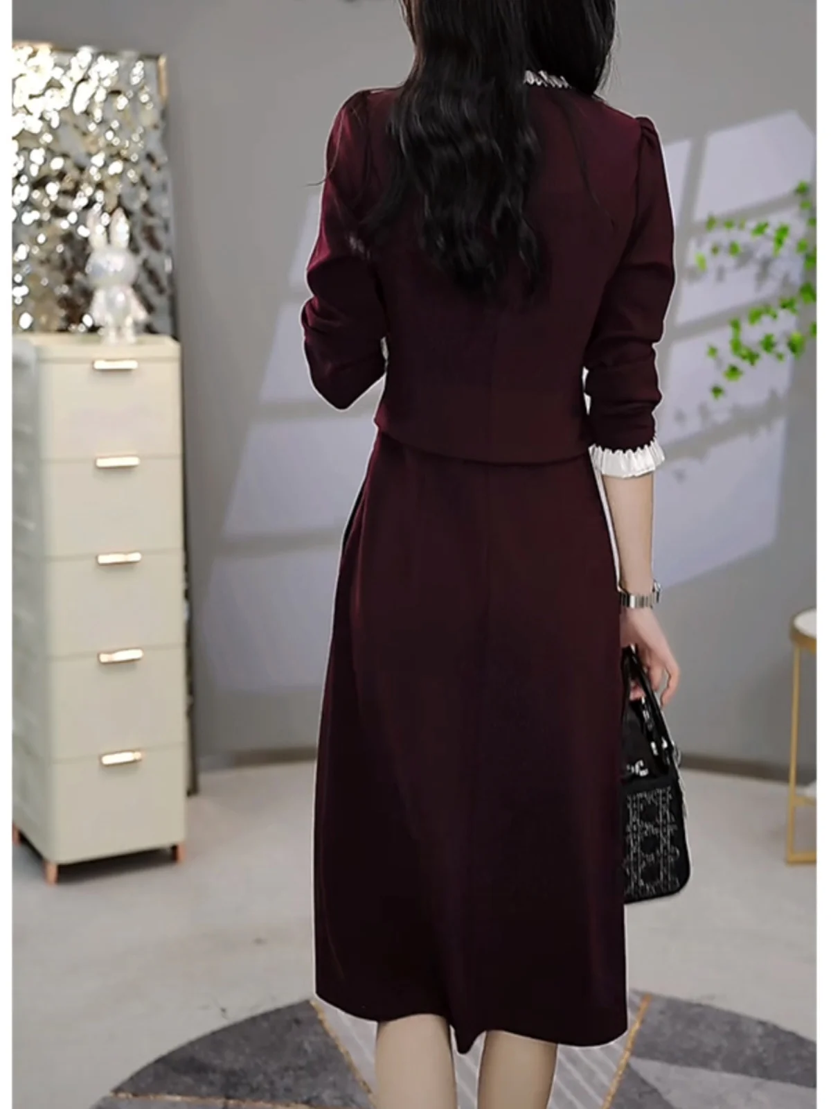 Yixian Dream Женская одежда Изящное красное платье Ankela из двух частей для похудения