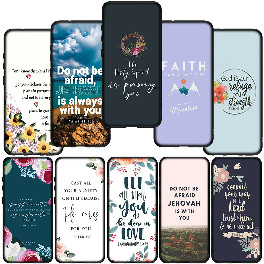 Bible Verse Faith God Flower Christian Cover Phone for Xiaomi Redmi Note 13 8 7 12 Pro A3X 13C 12C 8A 7A 8T A3 4G 5G C Case