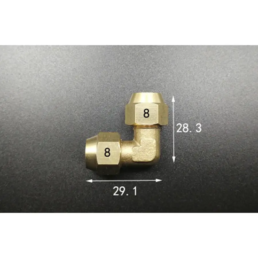 

90 Degree Elbow Pipe Fitting Brass Flare Tube OD 8mm Adapter Union With Nut Connector