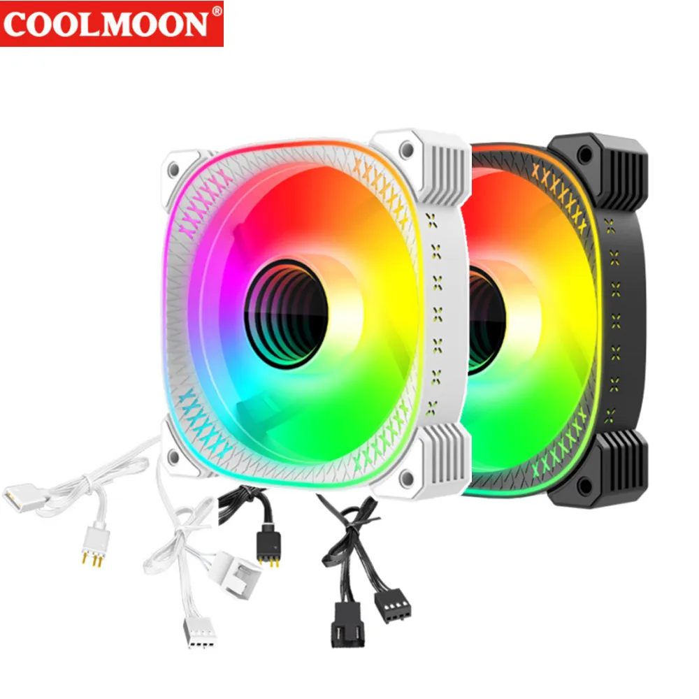 

COOLMOON TY White 120mm 5V 3PIN ARGB Fan Cooler PWM 4PIN Mute Ventilador PC Computer Case Cooling Fan Chassis Fans Aura Sync