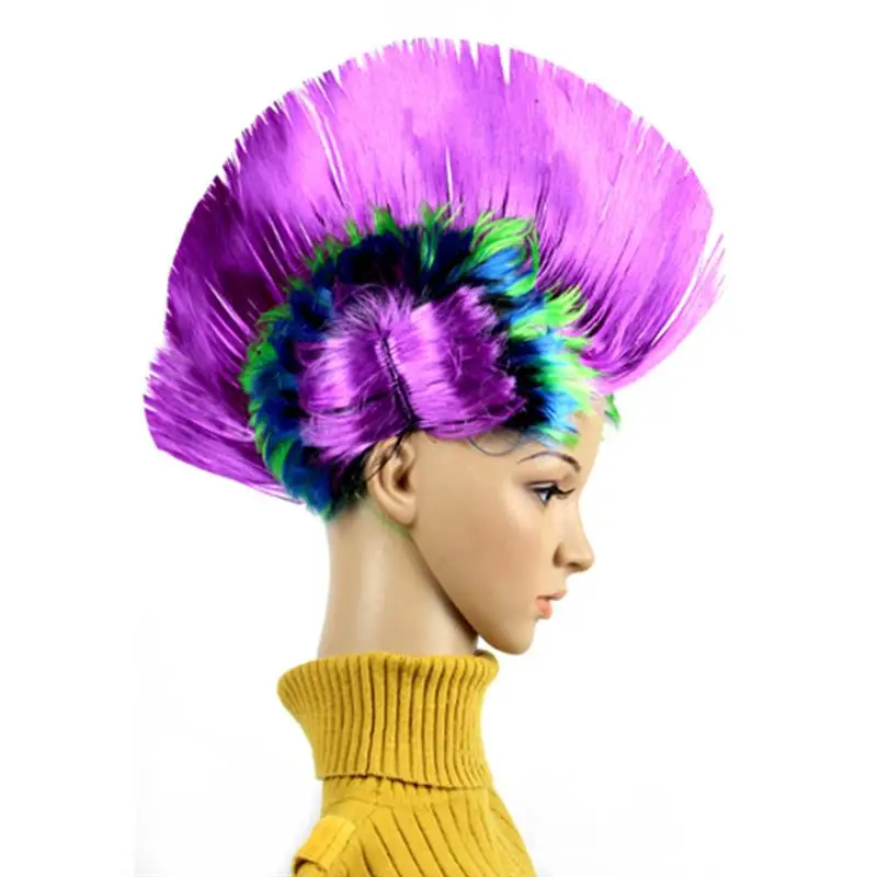 Clown Modeling Punk Wig Props Dress Performance Halloween Hat Dance Funny Fluffy Cocks Comb Hair Hats Bar (Color Random) images - 6