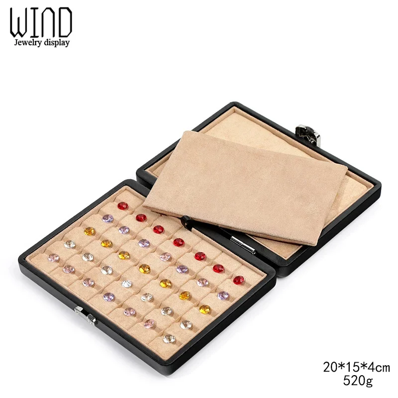 Качественная синяя коробка для хранения бриллиантов из микрофибры черный