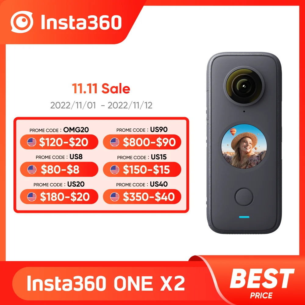 Ceny Insta360 ONE X2 Wodoodporna Kamera Akcji Stabilizacji, Ekran Dotykowy, AI Edycji, Przekaz Na żywo Cena Insta360 ONE X2 Wodoodporna Kamera Akcji Stabilizacji, Ekran Dotykowy, AI Edycji, Przekaz Na żywo