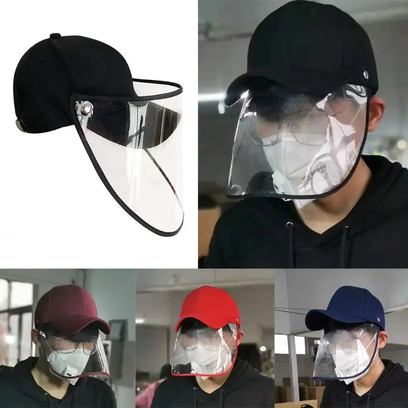 

Unisex Anti-Spitting Splash Protective Baseball Cap Anti-Fog Saliva Dustproof Detachable Face Shield Safety Mask Isolation Hat