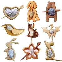 1pc brooch pin with wooden animal pattern diy craft funny cute shawl pin scarf buckle clasp pins jewelry set for costume access