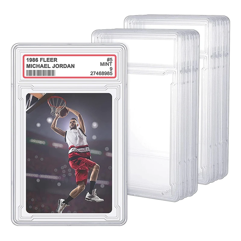 

Trading Cards Protector Case Acrylic Clear Baseball Card Holders with Label Position Hard Card Sleeves
