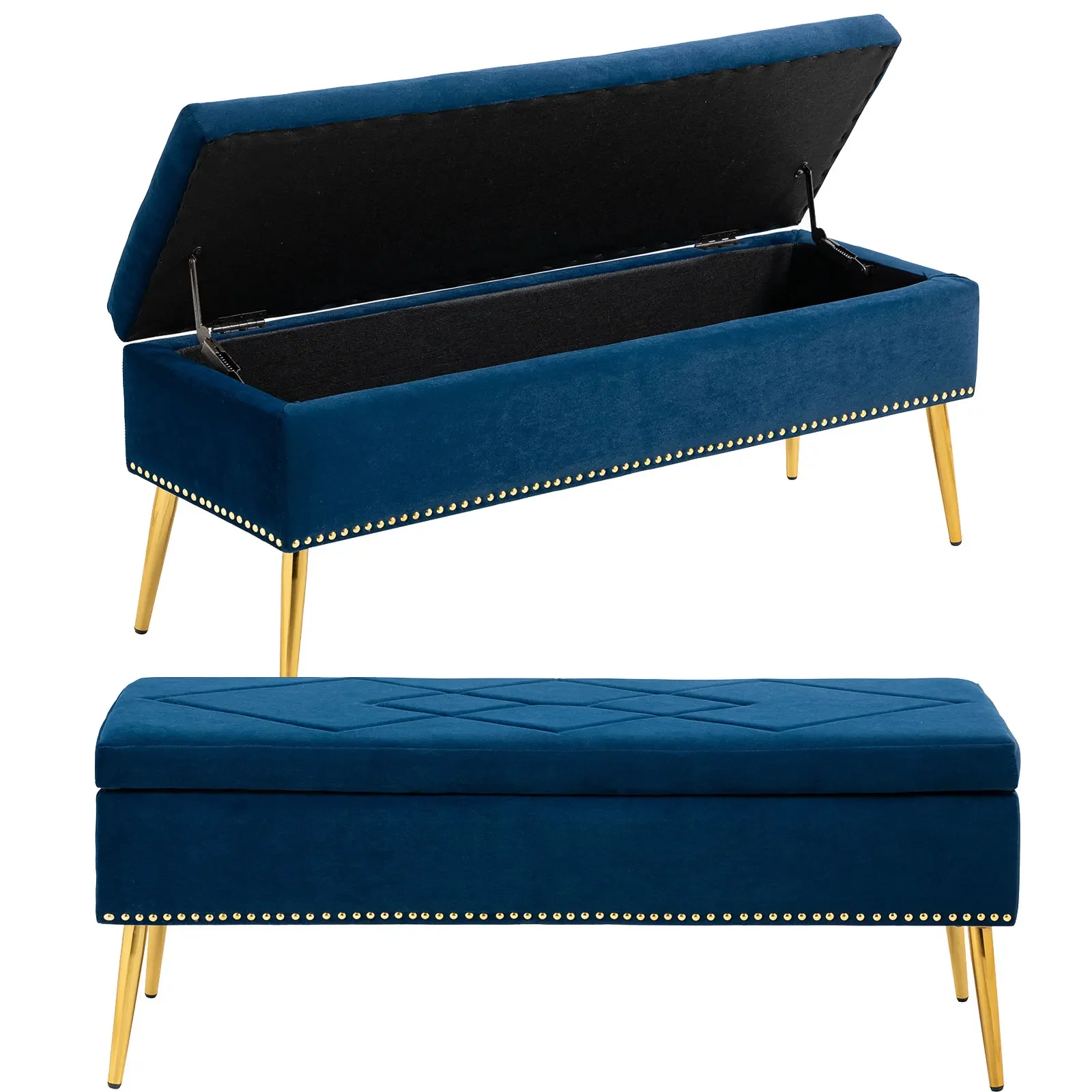 Современная бархатная подставка для ног с мягкой обивкой и заклепками