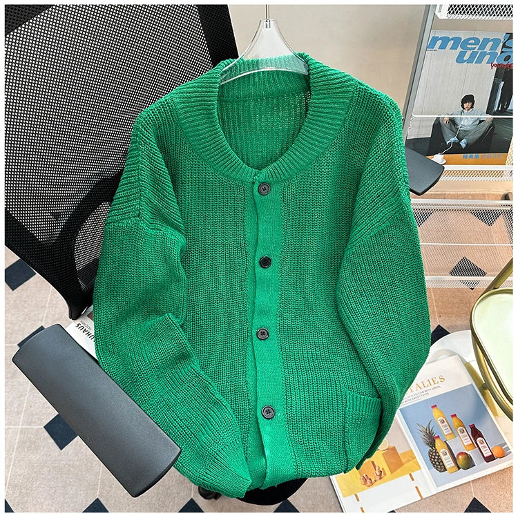 Мужской трикотажный свитер однотонный винтажный куртка для мужчин новинка 2024