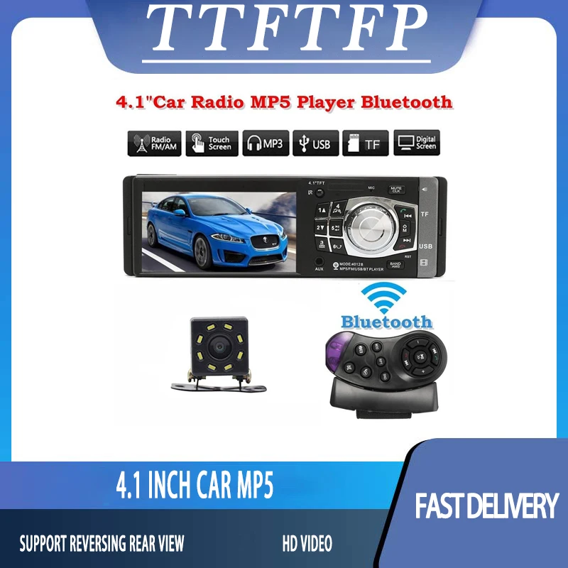 

TTFTFP 4.1 Inch Bluetooth-Compatible Touch Screen 1 Din Car Radio Fm Transmitter Bluetooth Car Mp3 Player Stereo Usb Mp5 Player