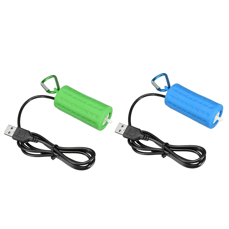

2 Set Usb Mini Aeration Pump Air Pump Aquarium Aerator Ultra Quiet Mini Fish Tank Go Fishing Oxygen Pump - Blue & Green