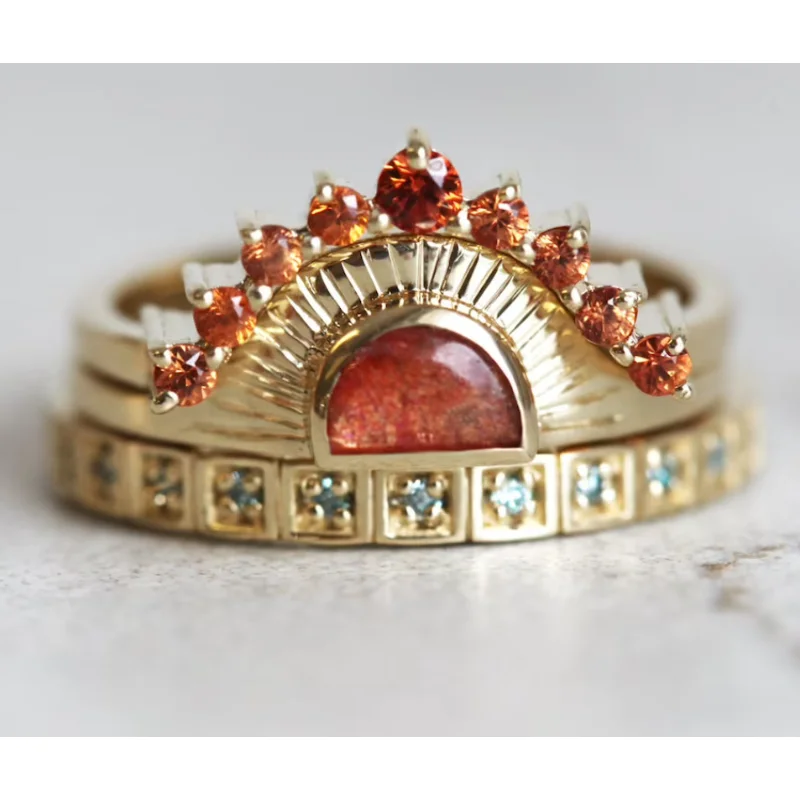 

New Cross border Hot Selling Sun Wedding Ring Three Piece Set, European and American Popular Fashion Ring