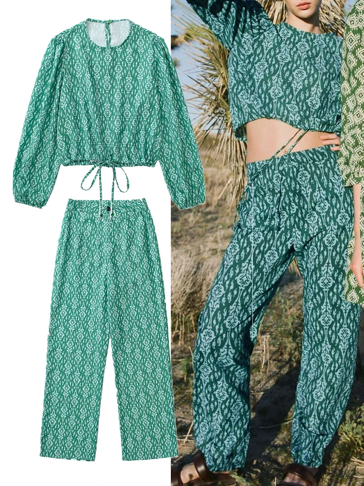 

Suit Women 2 Piece set Suit 2022 New Fashion Printed Straight Pants Suits Casual Chic Vacation Youth Suit Elegant Fashion Suits