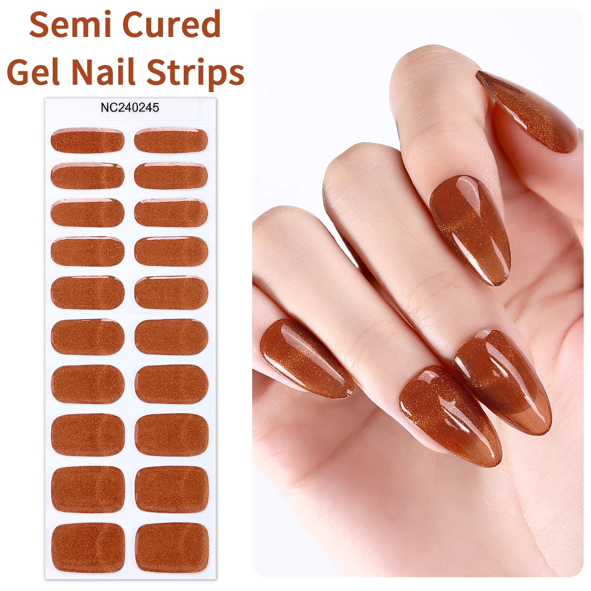 Полоски для ногтей полузатвердевающие с блестками самоклеящиеся наклейки