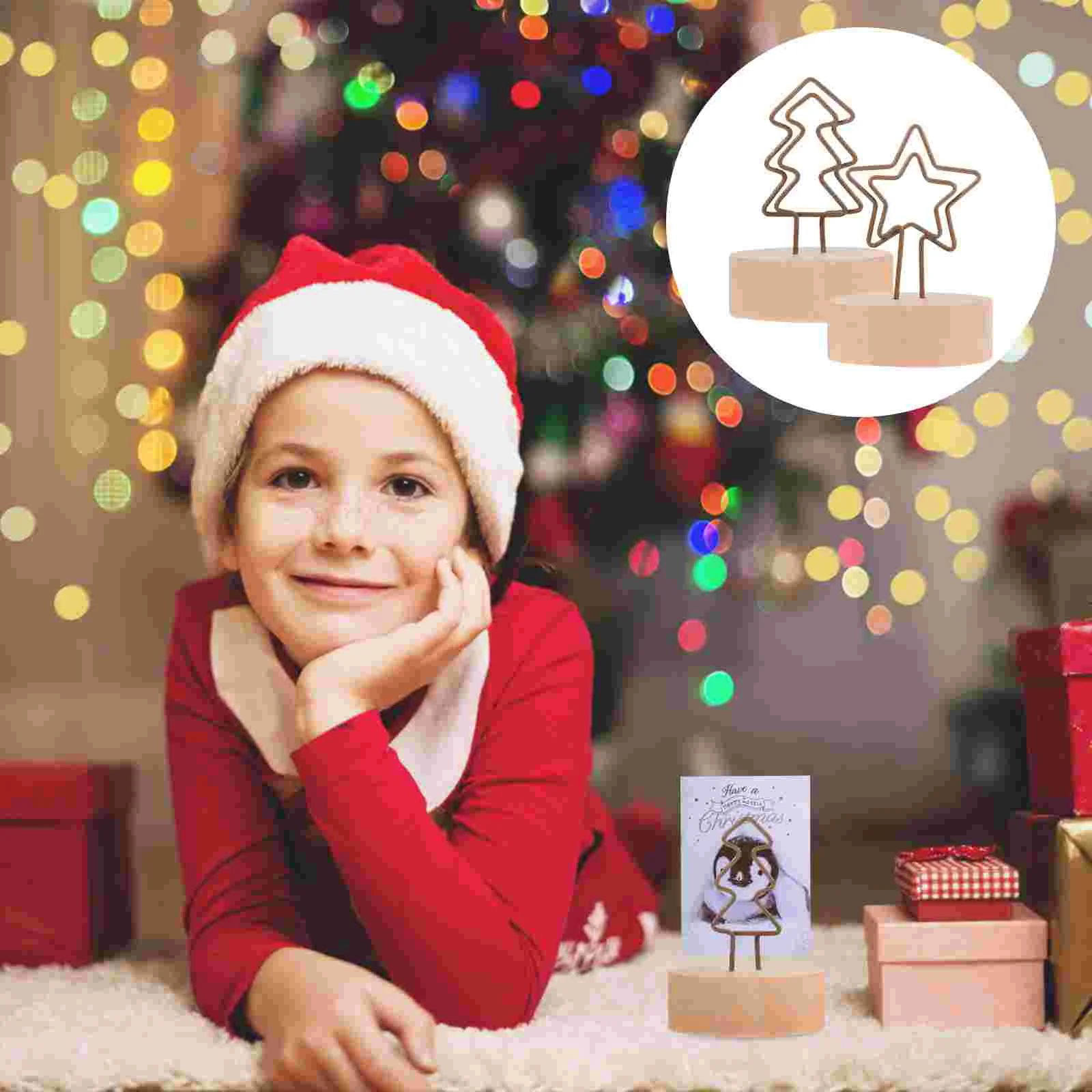 

Christmas Holders Holder Table Photo Place Stand Note Clip Number Wooden Clips Name Memo Base Wood Display Star Wedding Tabletop