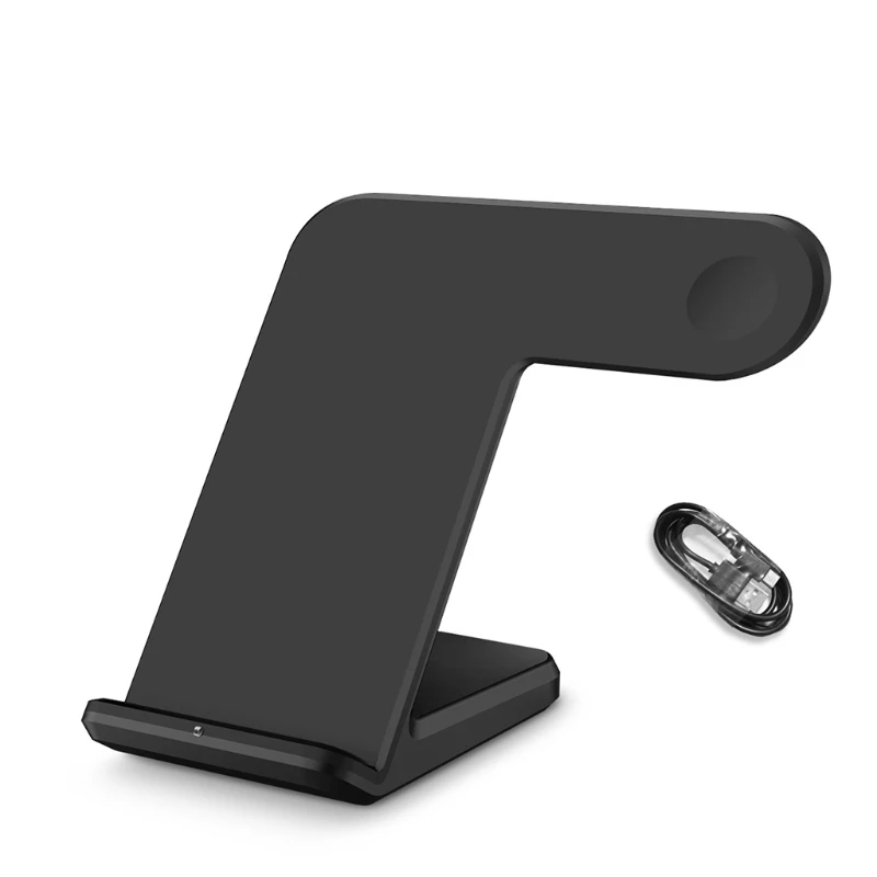 

Portable Mobile Phone Watch 2 in 1 Vertical Fast Charging Black Multifunctional Wireless Charging Stand Adapters Dropship