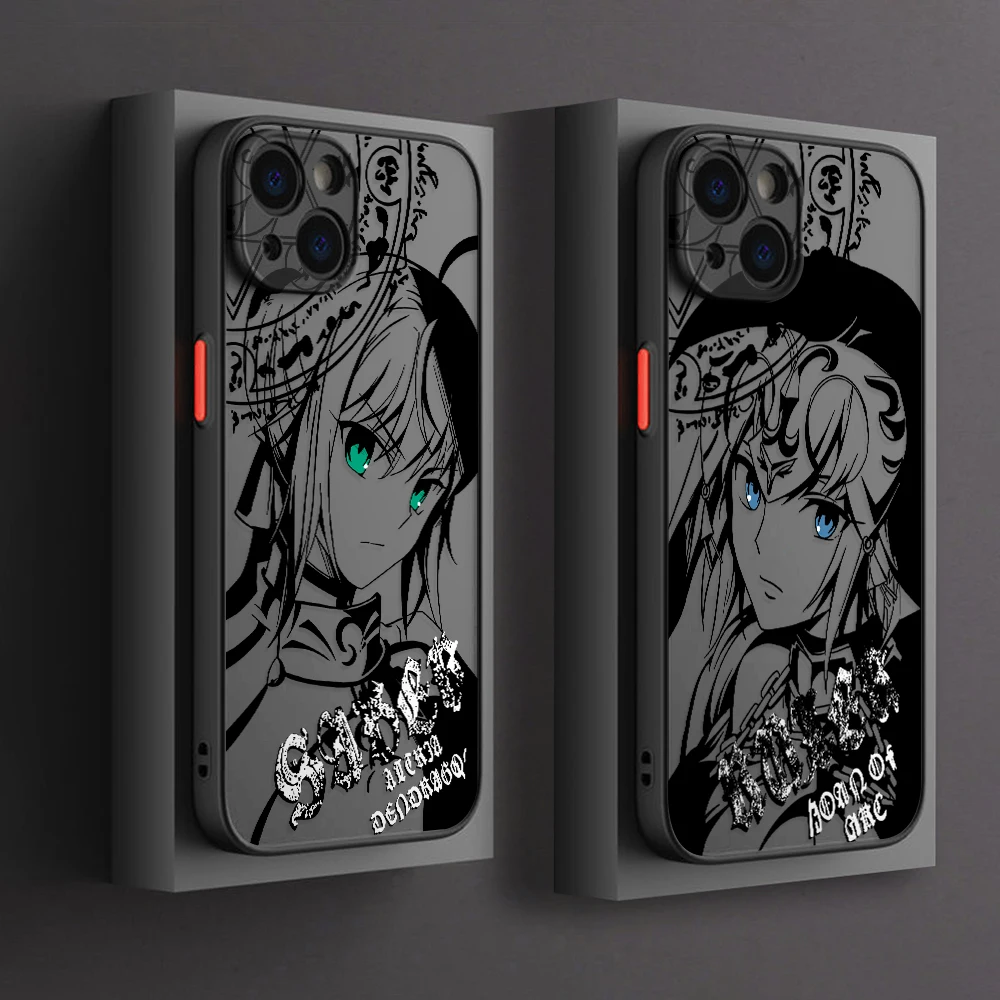 Fate Arthur Joan Saber Phone Case for iPhone 16 15 14 Plus 13 12 Mini 11 Pro Max X Xs XR 7 8 Matte Transparent Hard Cover