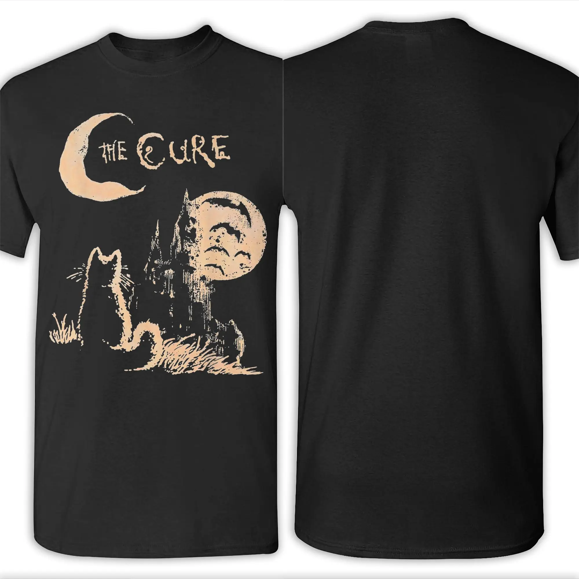 The Cures Cat Moon rock music Tee Shirt for Men Women Gift Idea T Shirts metal band Cotton Clothes