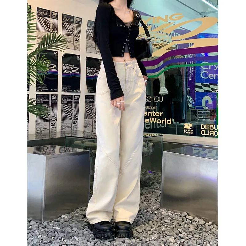 Retro Straight Loose Casual Pants Spring Skinny Wide Leg Jogger Baggy Jeans Y2K Streetwear Korean Style Clothes Women 2023