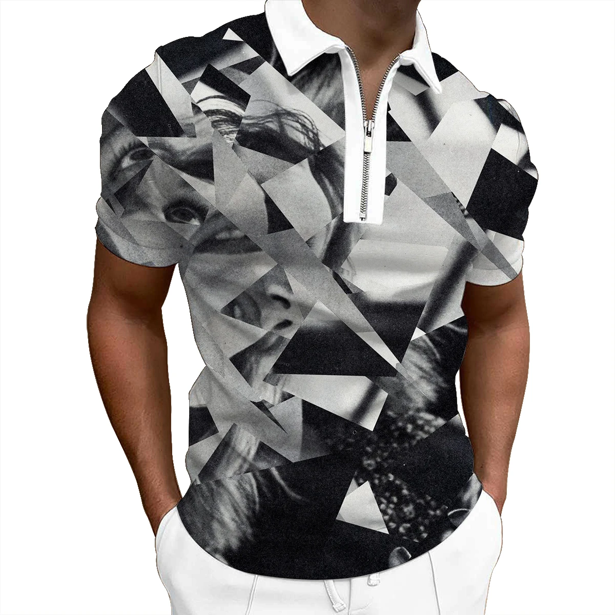 

Men's Polo Shirt Summer High Quality Short Sleeve Mens Shirts Casual Printed Turn-Down Collar Zipper Slim Man Polo Shirt 6XL