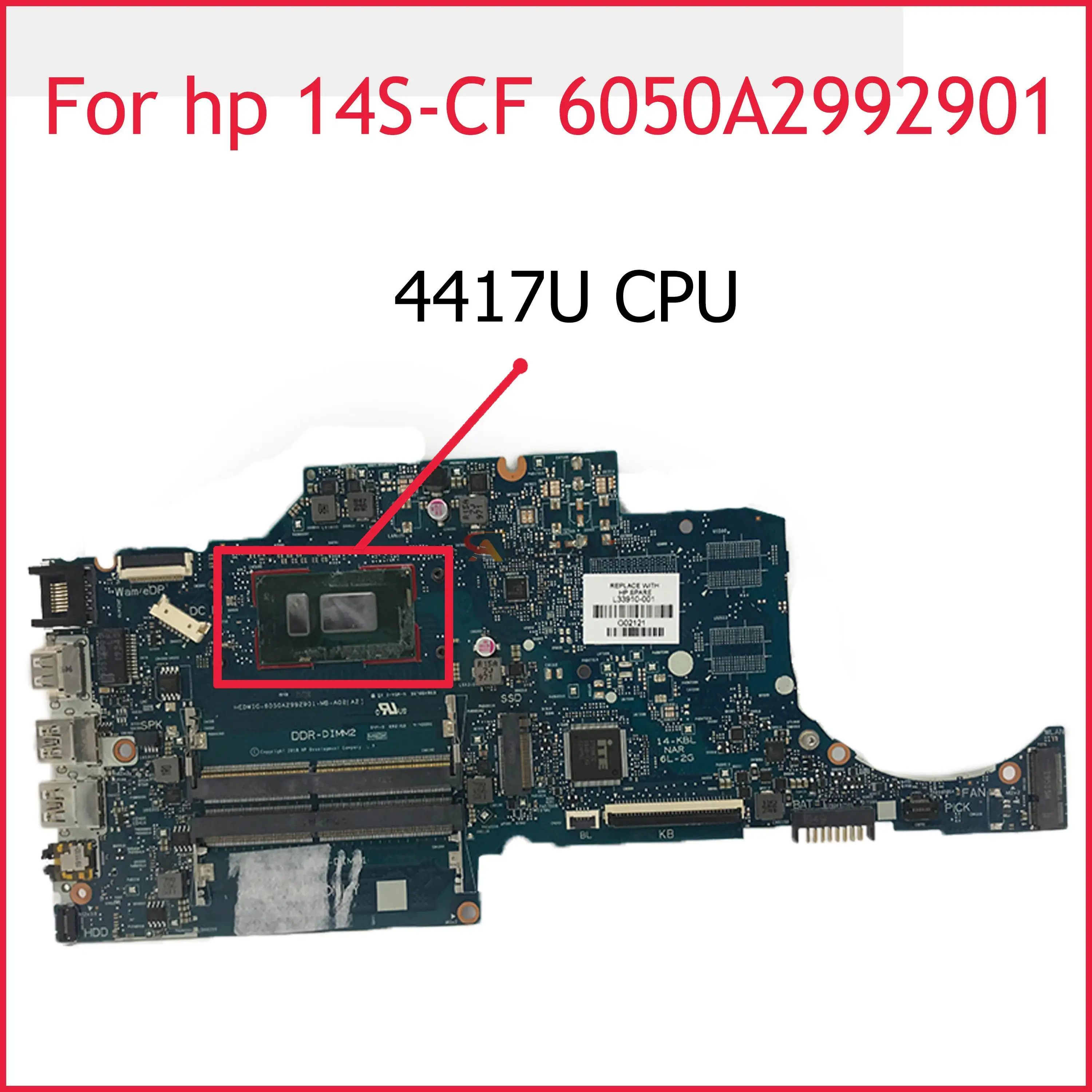 

Akemy L51274-601 L51274-001 Pentium 4417U Motherboard for HP Laptop 14s-cf 6050A2992901